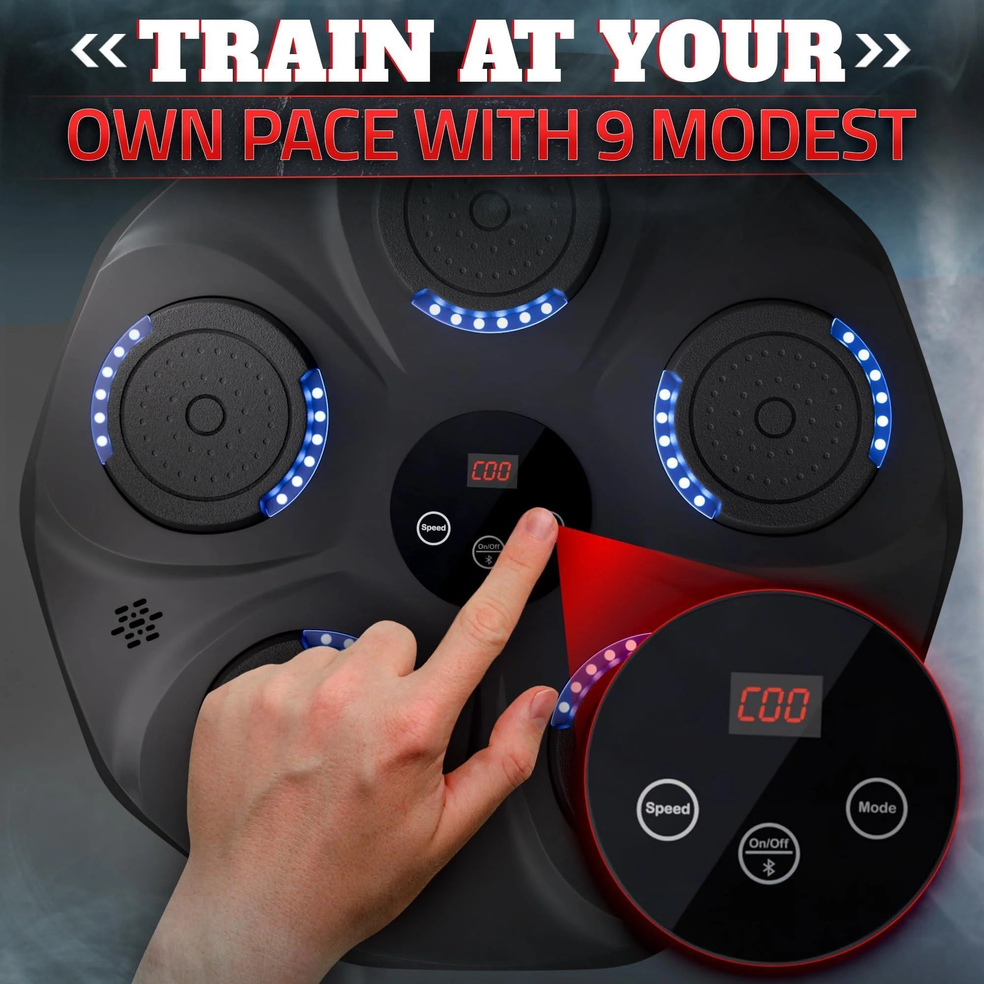 LED Music Boxing Machine – Bluetooth-Enabled Punching Pad with 9 Modes, Shock-Absorbing Pads & Gloves | Home Training Equipment