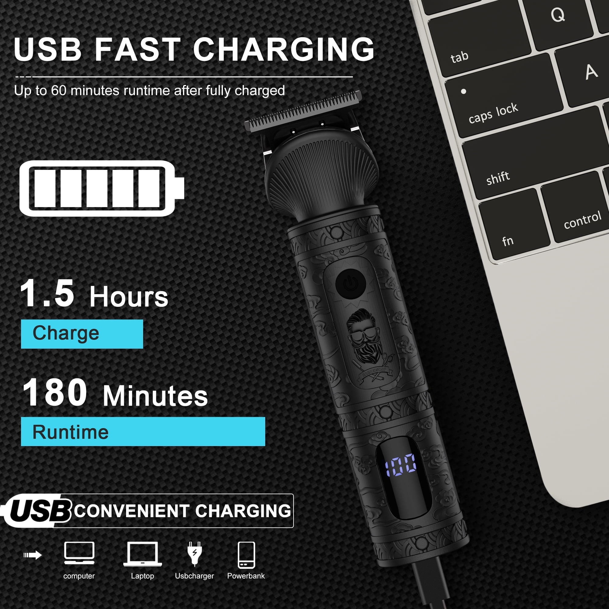 Men’s Professional Grooming Kit – 7-in-1 Cordless Beard Trimmer, Hair Clipper & Electric Shaver