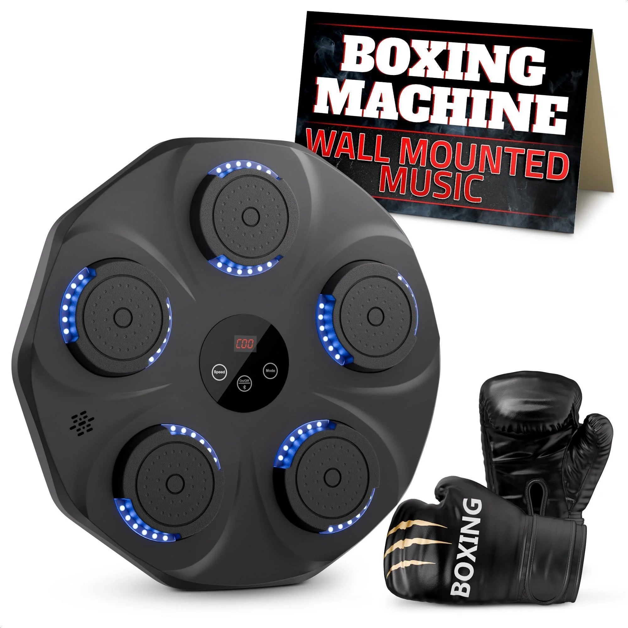 LED Music Boxing Machine – Bluetooth-Enabled Punching Pad with 9 Modes, Shock-Absorbing Pads & Gloves | Home Training Equipment