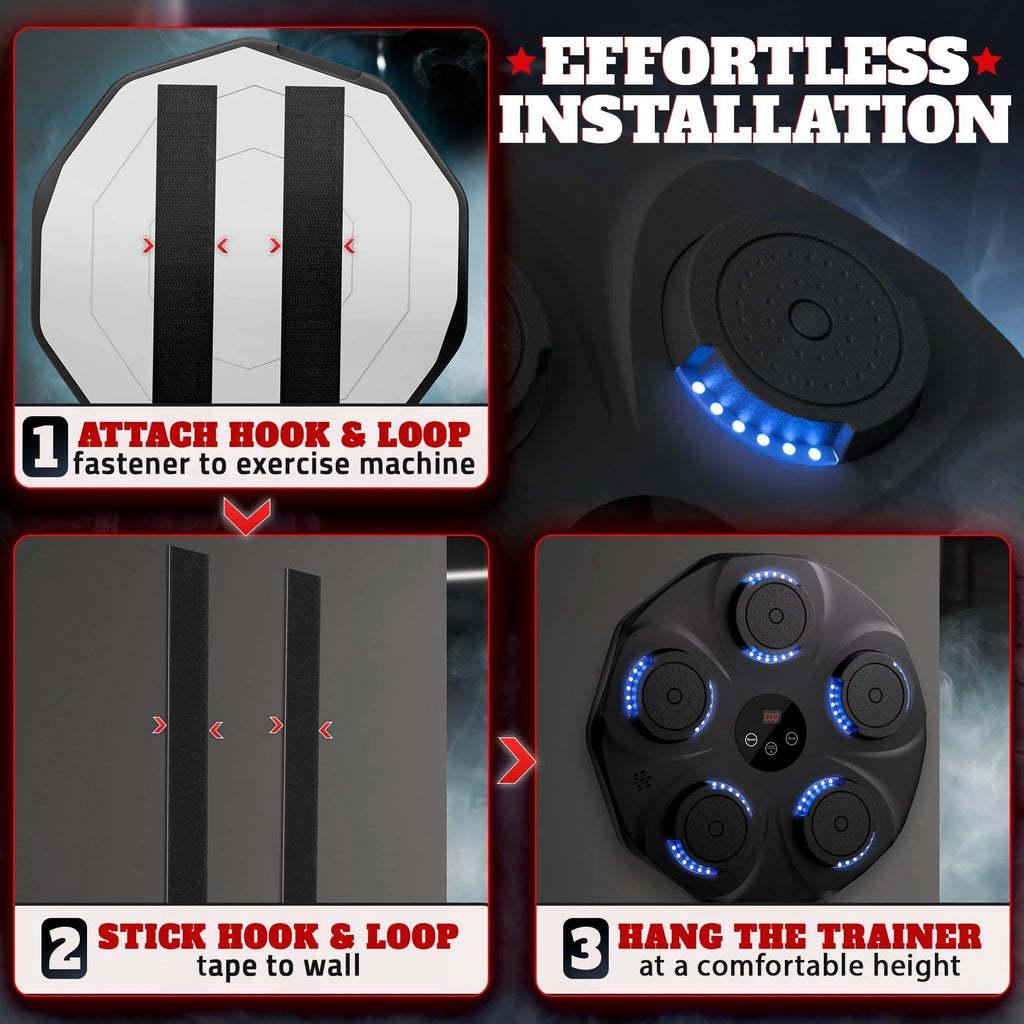 LED Music Boxing Machine – Bluetooth-Enabled Punching Pad with 9 Modes, Shock-Absorbing Pads & Gloves | Home Training Equipment