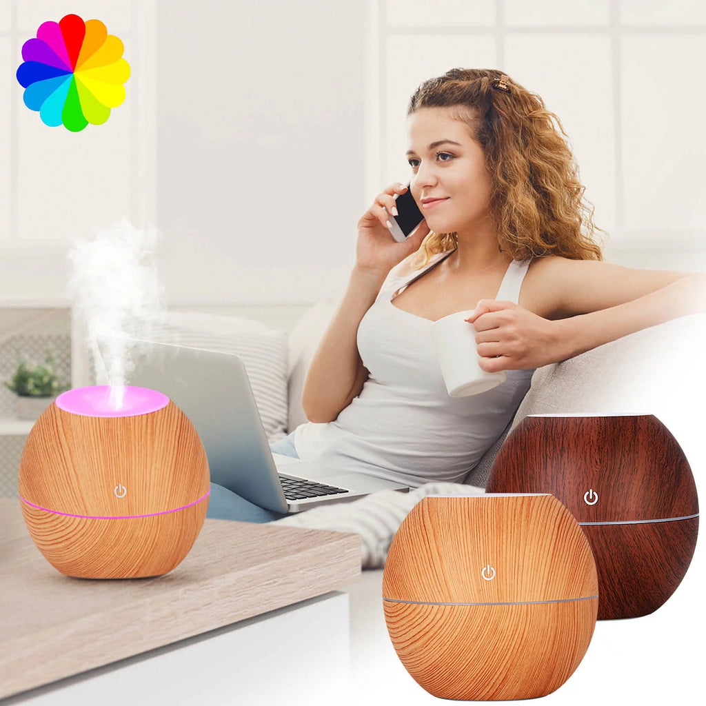 Aromatherapy Essential Oil Diffuser – Ultrasonic Mist Humidifier with Auto-Off & LED Colors for Home or Office