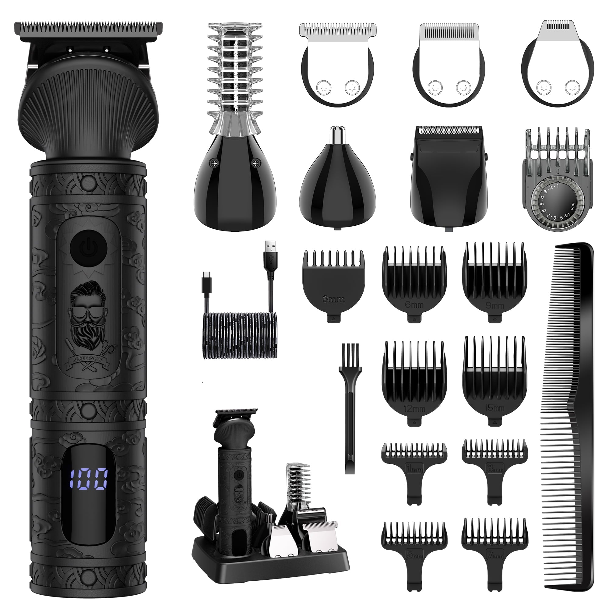 Men’s Professional Grooming Kit – 7-in-1 Cordless Beard Trimmer, Hair Clipper & Electric Shaver