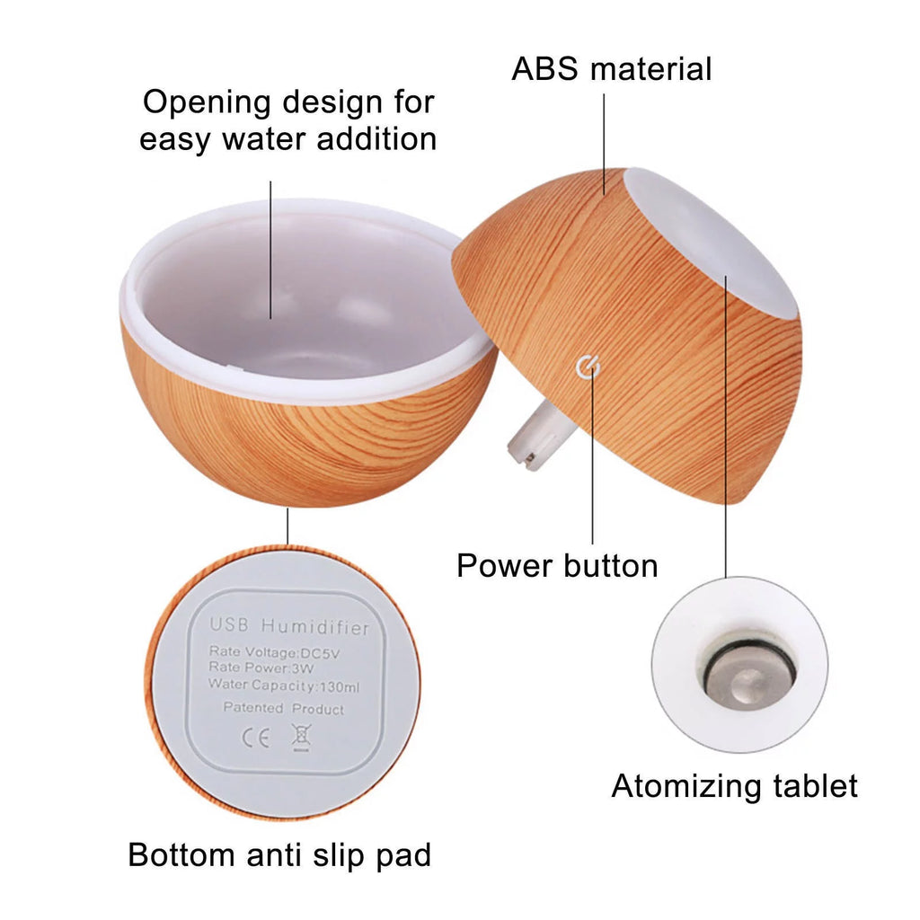 Aromatherapy Essential Oil Diffuser – Ultrasonic Mist Humidifier with Auto-Off & LED Colors for Home or Office