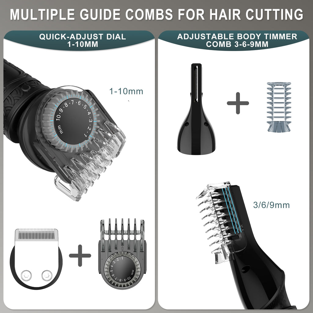 Men’s Professional Grooming Kit – 7-in-1 Cordless Beard Trimmer, Hair Clipper & Electric Shaver